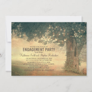 Invitación fiesta de compromiso de árbol rústico con cuerdas 