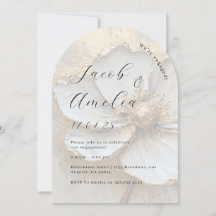 Invitación Fiesta de compromiso de arco con lámina de oro mod