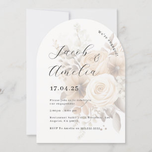 Invitación Fiesta de compromiso de arco floral moderno boho