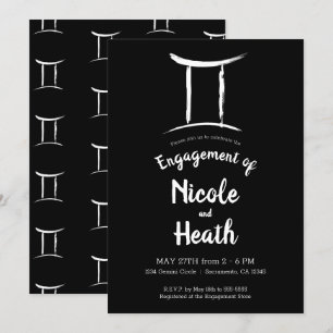 Invitación Fiesta de compromiso de astrología del signo zodia