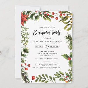 Invitación Fiesta de Compromiso de Bayas Rojas de Vacaciones