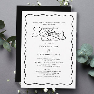 Invitación Fiesta de compromiso de boda Cheers Marco ondulado