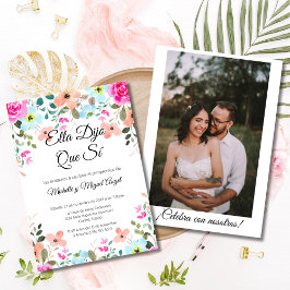 Invitación Fiesta de compromiso de boda floral vibrante españ