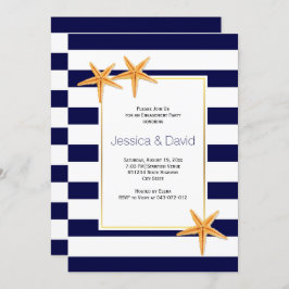 Invitación Fiesta de compromiso de boda Starfish & strips bea