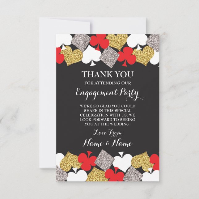 Invitación Fiesta de compromiso de boda Vegas Casino Gracias (Anverso)