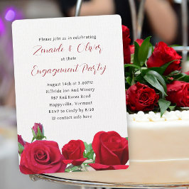 Invitación Fiesta de compromiso de bodas con rosas rojas