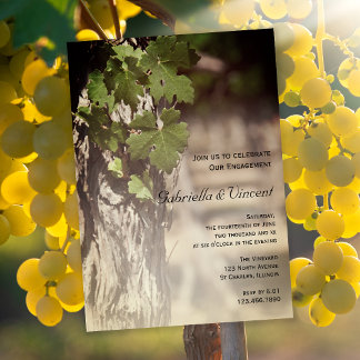 Invitación Fiesta de compromiso de bodega de viñas de hojas d