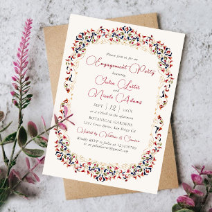 Invitación Fiesta de Compromiso de Botánica Floral de Paisley
