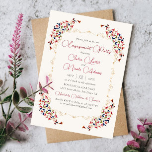 Invitación Fiesta de Compromiso de Botánica Floral de Paisley