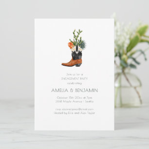 Invitación Fiesta de Compromiso de Botín de Vaquero del Oeste
