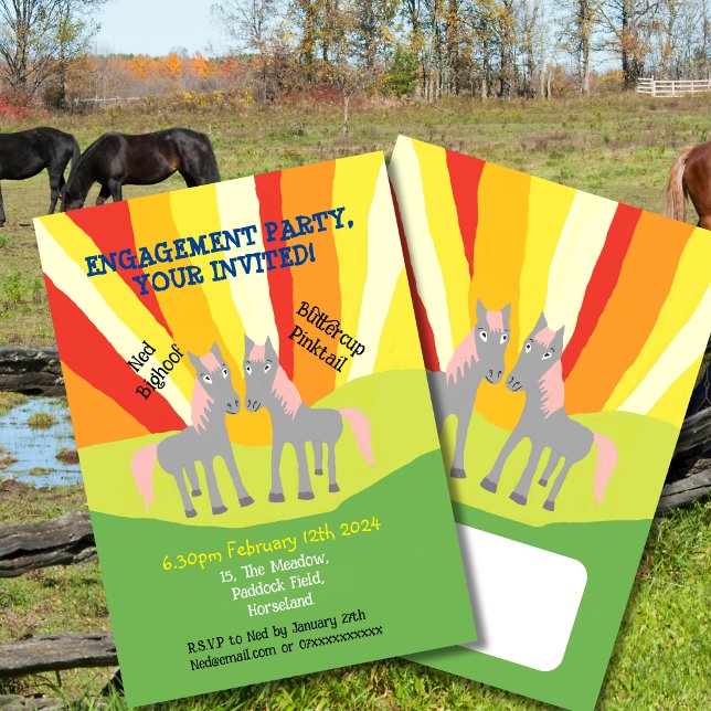 Invitación Fiesta de compromiso de caballos celebración del m (Subido por el creador)