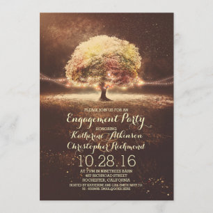 Invitación fiesta de compromiso de caída del árbol de luces d