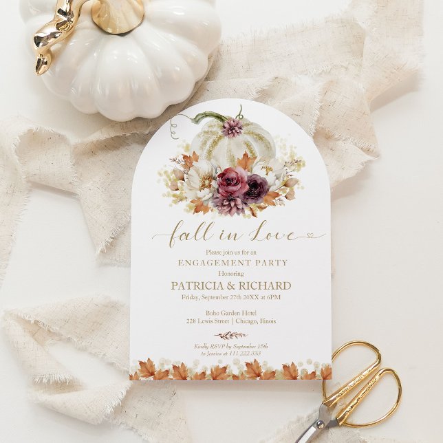 Invitación Fiesta de Compromiso de Calabaza Blanca de Otoño E (Subido por el creador)