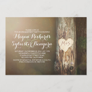 Invitación fiesta de compromiso de campo de árbol de amor rús