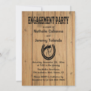 Invitación Fiesta de compromiso de campo de caballo de madera