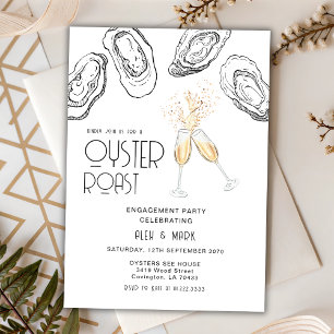 Invitación Fiesta de compromiso de champán con ostras asadas 