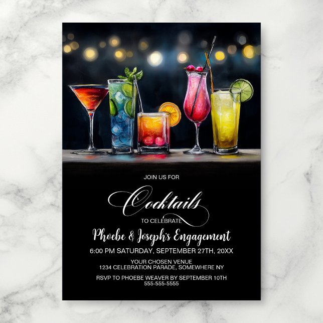 Invitación Fiesta de Compromiso de Cócteles Coloridos (Subido por el creador)