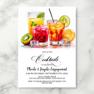 Invitación Fiesta de Compromiso de Cócteles Coloridos