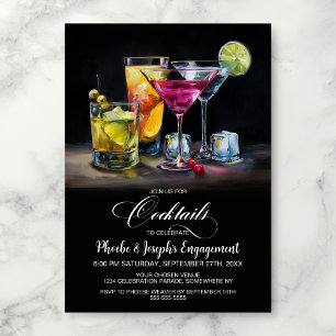 Invitación Fiesta de Compromiso de Cócteles Coloridos