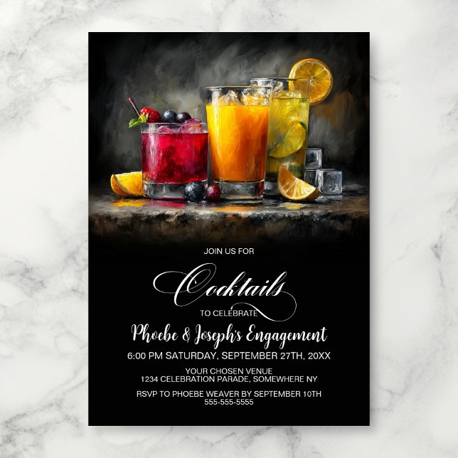 Invitación Fiesta de Compromiso de Cócteles Coloridos (Subido por el creador)