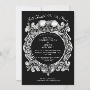 Invitación Fiesta de compromiso de cráneos góticos hasta la m