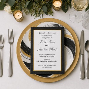 Invitación Fiesta de compromiso de cuero falso negro