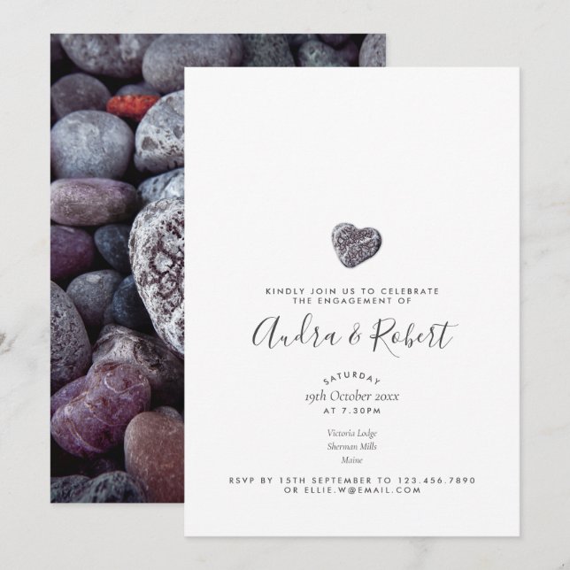 Invitación Fiesta de compromiso de descubrimiento de corazón  (Anverso / Reverso)