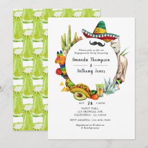 Invitación Fiesta de compromiso de fiesta mexicana al aguarel