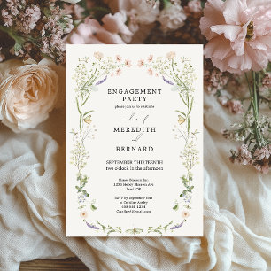Invitación Fiesta de Compromiso de Flor Silvestre Rústica Vin