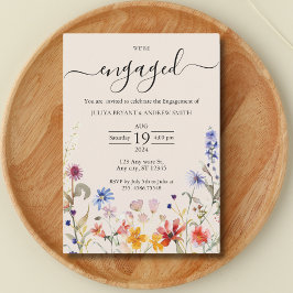 Invitación Fiesta de compromiso de flor silvestre rústico Boh