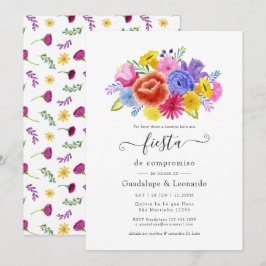 Invitación Fiesta de compromiso de Floral acuarela española