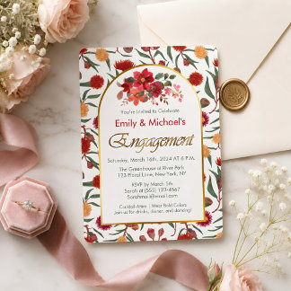 Invitación Fiesta de Compromiso de Florales Coloridas y Audac