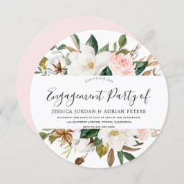 Invitación Fiesta de compromiso de flores blancas y Rubor