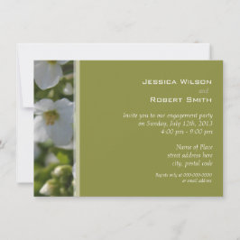 Invitación fiesta de compromiso de flores de jardín blancas f