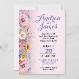 Invitación Fiesta de Compromiso de Flores Pastel Hermosas