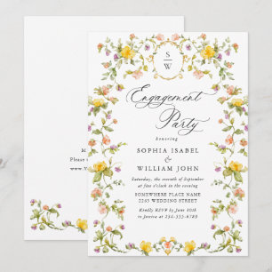Invitación FIESTA DE COMPROMISO de Flores Silvestres Acuarela