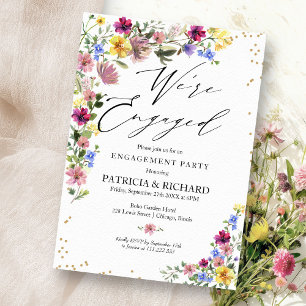 Invitación Fiesta de compromiso de flores silvestres boho