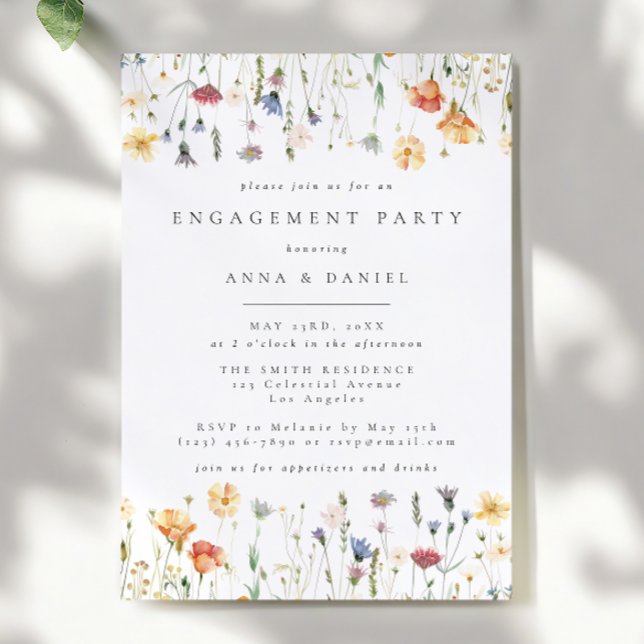 Invitación Fiesta de compromiso de flores silvestres boho pas (Subido por el creador)