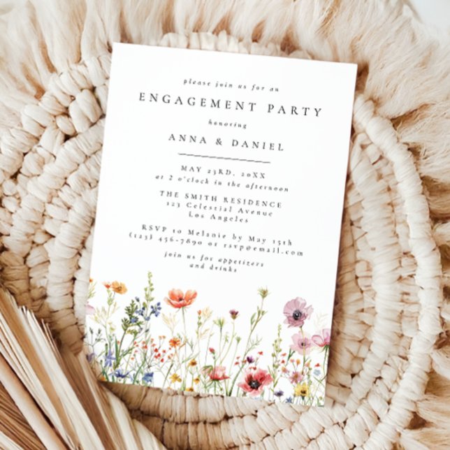 Invitación Fiesta de compromiso de flores silvestres de veran (Subido por el creador)