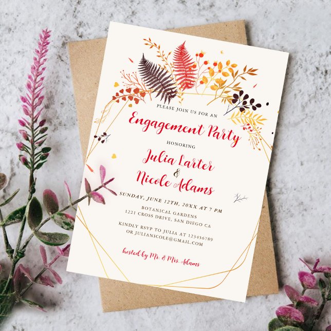 Invitación Fiesta de Compromiso de Follaje de Hongos Helechos (Subido por el creador)
