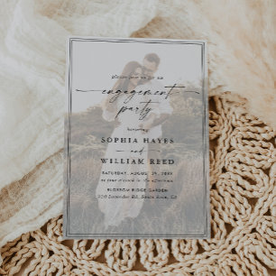 Invitación Fiesta de compromiso de foto con letra elegante mo