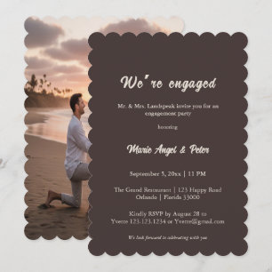 Invitación Fiesta de compromiso de foto marrón chocolate con