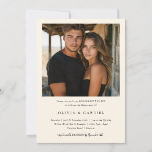 Invitación Fiesta de compromiso de fotos elegante de bosque e