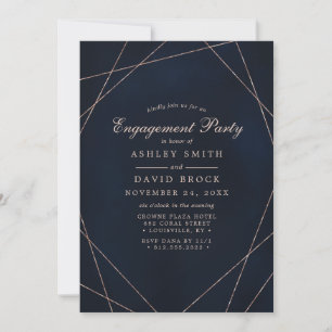 Invitación Fiesta de compromiso de geometría en oro rosa medi