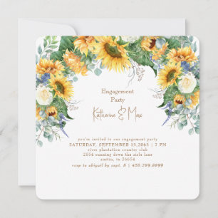 Invitación Fiesta de compromiso de girasoles de cuadrado redo