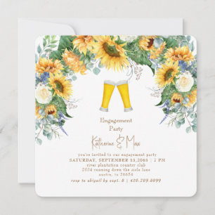 Invitación Fiesta de compromiso de girasoles en forma de cuad