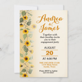 Invitación Fiesta de Compromiso de Girasoles Hermosos
