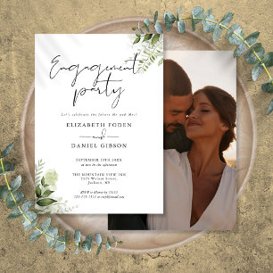 Invitación Fiesta de compromiso de guión de vegetación floral