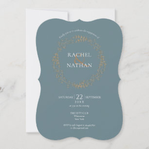 Invitación Fiesta de compromiso de guirnalda floral de oro