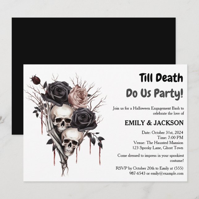 Invitación Fiesta de Compromiso de Halloween (Anverso / Reverso)